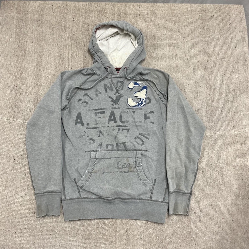 Vintage American Eagle Hoodie Mens Large Gray 2000s y2k